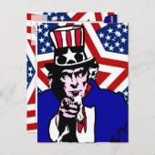 Uncle Sam with Stars & Stripes Hintergrund Postkarte (Vorne/Hinten)