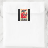 Uncle Sam's 142. Geburtstag Quadratischer Aufkleber (Tasche)