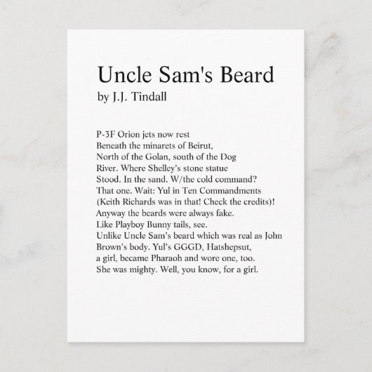 Uncle Sams Bart Postcard Postkarte (Vorderseite)