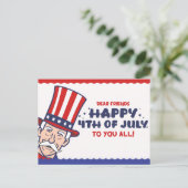 Uncle Sam's Patriotic 4. Juli Feiertagspostkarte (Stehend Vorderseite)
