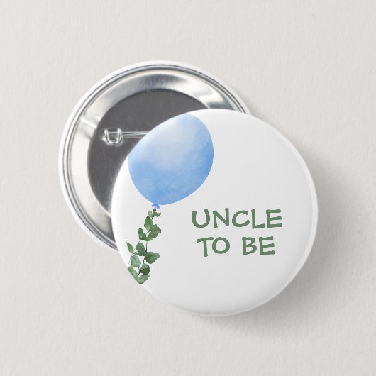 Uncle To be Blue Balloon Baby Showbutton Button (Vorne & Hinten)