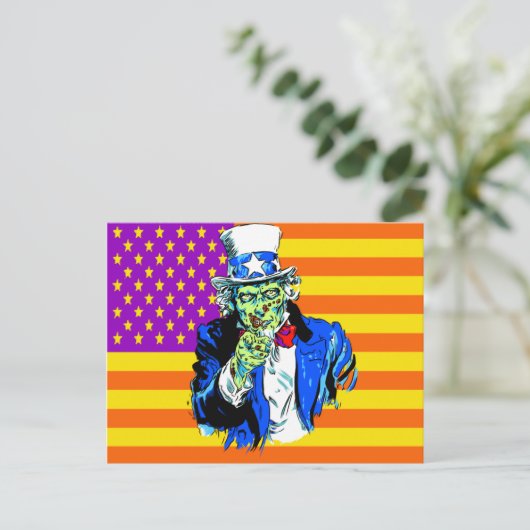 Uncle Zombie Sam Postkarte (Stehend Vorderseite)