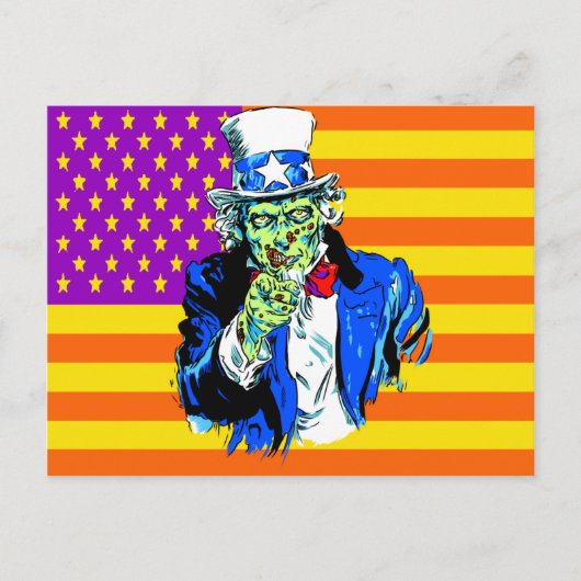 Uncle Zombie Sam Postkarte (Vorderseite)