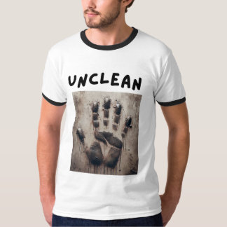 "Unclean" Schmutziger Handprint Ringer T - Shirt! T-Shirt
