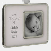 Uncles 1 Christmas Niece Personalisiert Name Foto Rahmen-Ornament Silber (Rechts)
