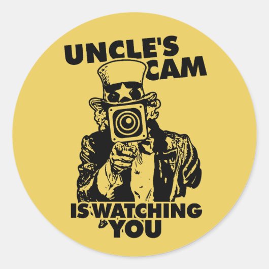 Uncle's Cam is Watching You Runder Aufkleber (Vorderseite)