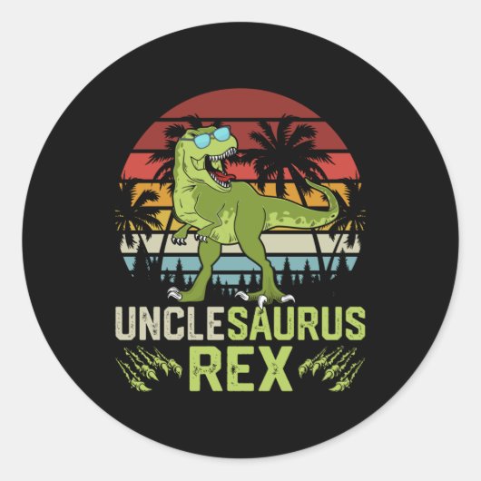 Unclesarurus Rex | Cool Retro Dinosaurier Design Runder Aufkleber (Vorderseite)
