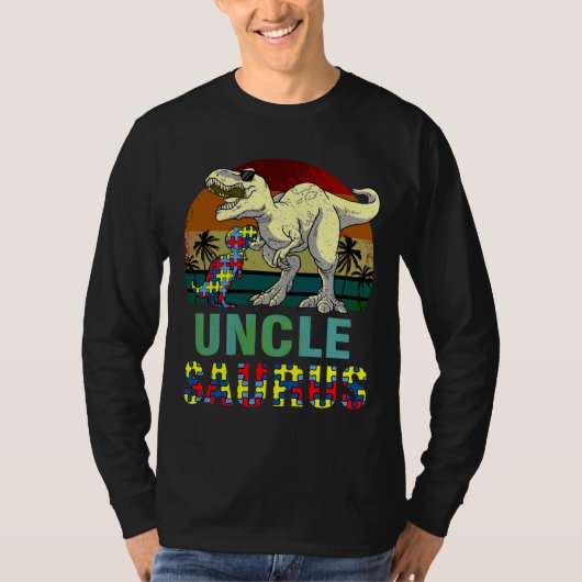 Unclesaurus Dinosaur Rex Uncle Saurus Autism Aware T-Shirt (Vorderseite)