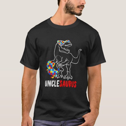 Unclesaurus Dinosaur T Rex Uncle Saurus Autism Awa T-Shirt (Vorderseite)