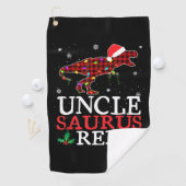 Unclesaurus Rex Karierte Weihnachtsleuchten Golfhandtuch (Insitu)