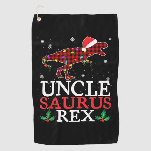 Unclesaurus Rex Karierte Weihnachtsleuchten Golfhandtuch (Vorderseite)