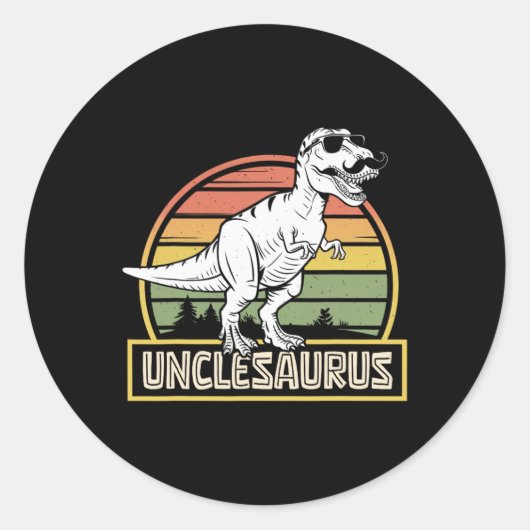 Unclesaurus T Rex Dinosaur Onkel Saurus Matching F Runder Aufkleber (Vorderseite)
