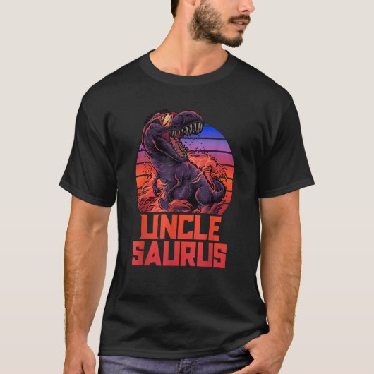 Unclesaurus T Rex Uncle Saurus Retro 80er Dinosaur T-Shirt (Vorderseite)