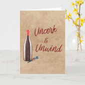 Uncork & Unwind Typografie Weinliebhaber Blankokar Karte (Gelbe Blume)