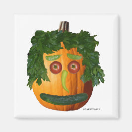Uncut Pumpkin Face Square Magnet