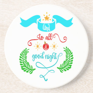 Und allen eine gute Nacht Weihnachten, Typografie, Getränkeuntersetzer