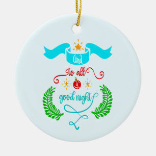 Und allen eine gute Nacht Weihnachten, Typografie, Keramik Ornament