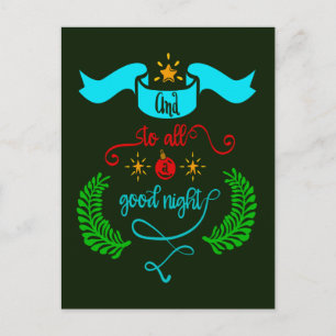 Und allen eine gute Nacht Weihnachten, Typografie, Postkarte