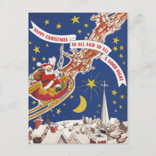 Und allen eine gute Nacht - Weihnachtsmann-Postkar Feiertagspostkarte