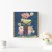 Und auf diesem Bauernhof Quadratische Wanduhr (Zuhause)