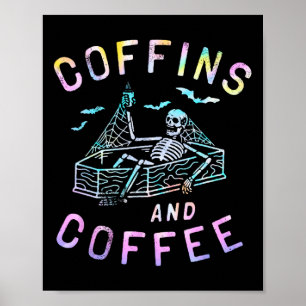 Und Coffee Funny Skelett Gefärbte Krawatte Retro H Poster