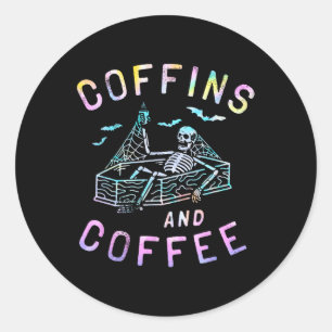Und Coffee Funny Skelett Gefärbte Krawatte Retro H Runder Aufkleber