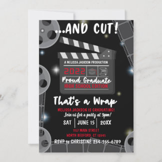 Und Cut That's a Wrap Abschlussfeier Schwarze Einl Einladung