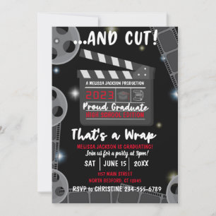 Und Cut That's a Wrap Abschlussfeier Schwarze Einl Einladung