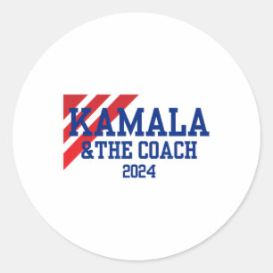 Und der Coach 2024 Kamala Harris Tim Walz Runder Aufkleber