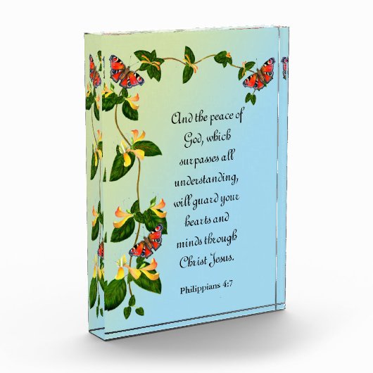 Und der Frieden Gottes, der den Bibelvers übertrif Fotoblock (Links)