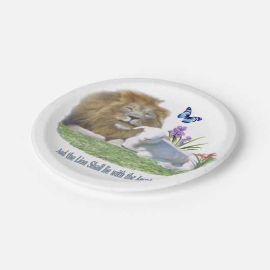 Und der Löwe wird beim Lamm liegen Pappteller (Schrägansicht)