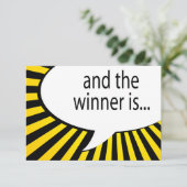 und der Sieger ist! Comicspracheblase Einladung (Stehend Vorderseite)