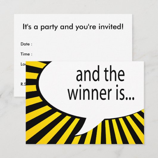 und der Sieger ist! Comicspracheblase Einladung (Vorne/Hinten)