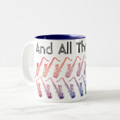 Und dieses ganzes Jazz-Muster Zweifarbige Tasse (Vorderseite Links)