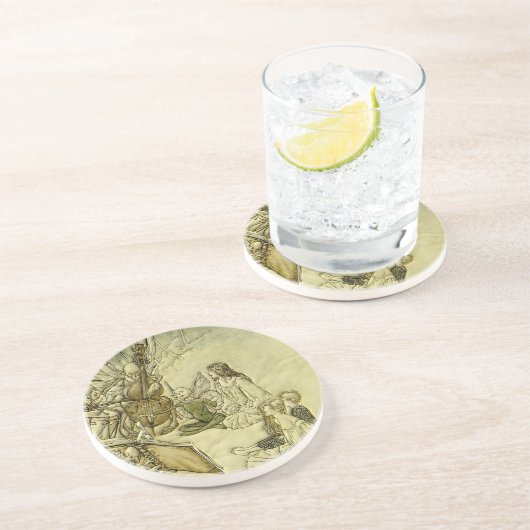 Und ein feenhaftes Lied - Arthur Rackham Sandstein Untersetzer (Seite)