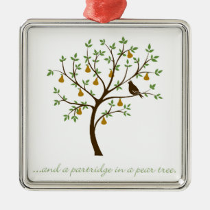 Und ein Rebhuhn in einer Birne Silbernes Ornament
