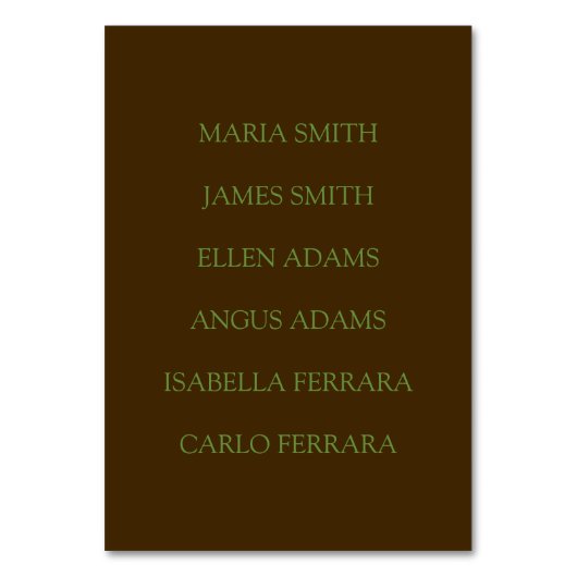 Und ein Rebhuhn in einer Birne Tischnummer (Rückseite)