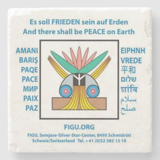 Und es wird Weltfrieden geben Steinuntersetzer (Vorderseite)