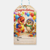 Und Eule, Dinosaurier und Owl Gratulation Geschenkanhänger (Rückseite)