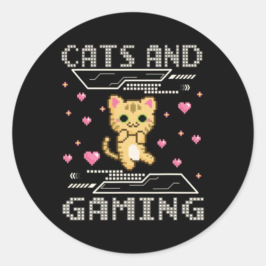 Und Gaming für das Videospiel Cat Lover Gamer Runder Aufkleber (Vorderseite)