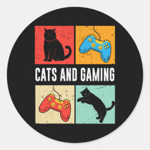 Und Gaming für das Videospiel Cat Lover Gamer Runder Aufkleber