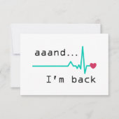 Und ich bin wieder da, Überlebende eines Herzinfar Dankeskarte (Vorderseite)