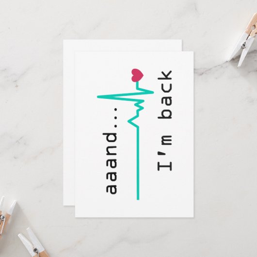 Und ich bin wieder da, Überlebende von Herzattacke Einladung (Vorderseite/Rückseite Beispiel)