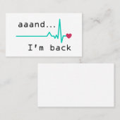 Und ich bin wieder da, Überlebende von Herzattacke Visitenkarte (Vorne/Hinten)