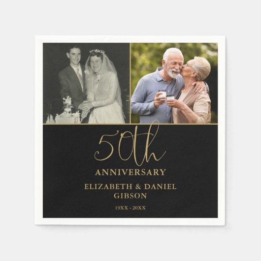 Und jetzt 2 Foto 50. Hochzeitstag Serviette (Vorderseite)