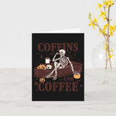 Und Kaffee Funny Skelett Halloween Karte (Gelbe Blume)