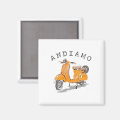 Und los Italien Gelber Roller  Magnet (Vorderseite/Rückseite)
