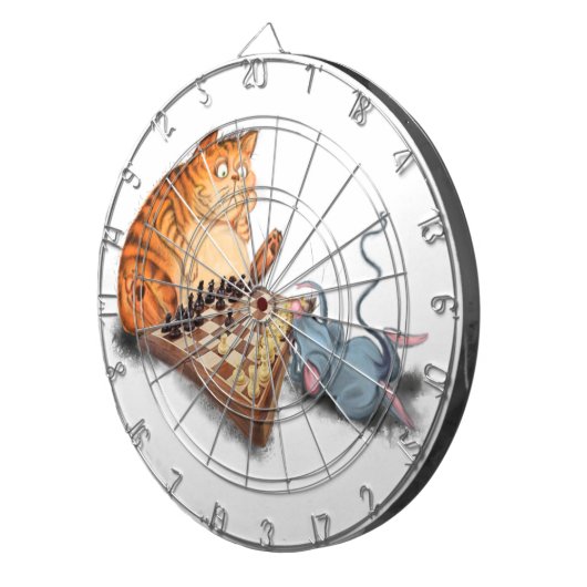 und Maus spielen Schach Dart Board Geschenk - Funn Dartscheibe (Vorderseite rechts)