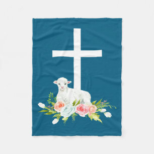 Und Ostern Lamm Blumen Kreuz Fleecedecke