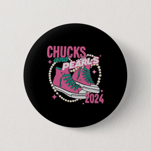 Und Perlen, ich bin bei ihr Kamala 2024 Button (Vorderseite)